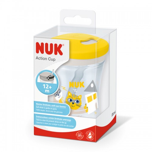 NUK Evolution Action Cup 230ml | Toddler Drinking Cup | 12 Months+ | Made in Germany | Leopard | Cat | Crab